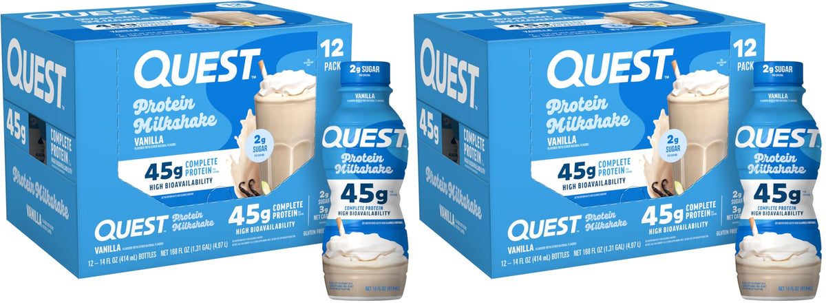 Quest Nutrition Strawberry Protein Shake, 45g Protein, 2g Sugar, 12 Count