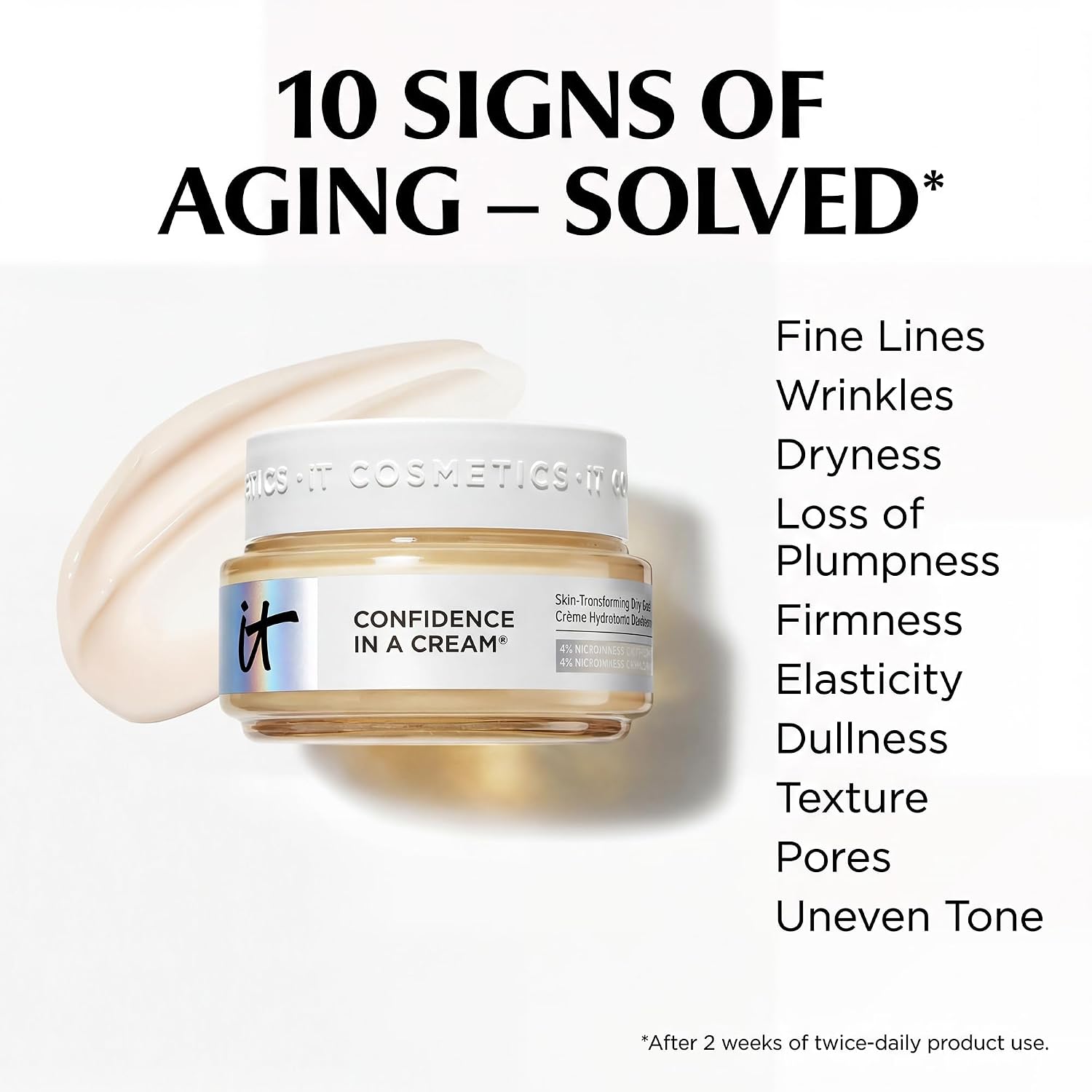 IT Cosmetics Confidence in a Cream - Face Moisturizer, Hydrating & Anti Aging, Visibly Reduces Fine Lines & Wrinkles, 48H Hydration, Repairs Skin Barrier, Squalane, Ceramides, For All Skin Types