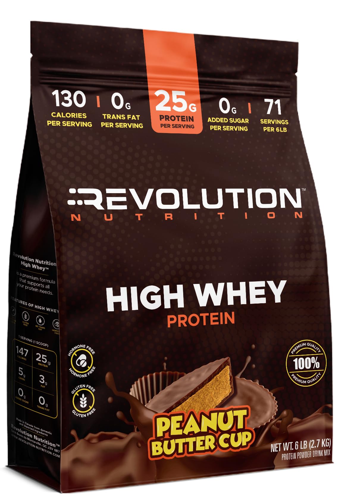 Revolution Nutrition, High Whey, Protein Powder 6LB, Whey Isolate, Gluten Free, Lean Muscle Mass for Men & Women, 25g of Protein Per Scoop, 2.7kg, 73 Servings (Chocolate Cake, 6 Pound)
