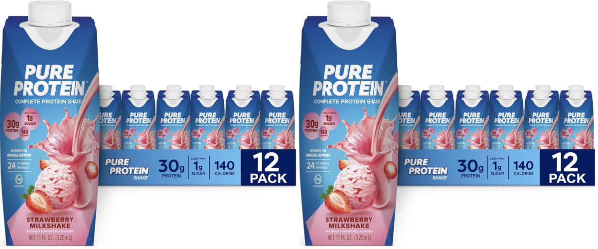 Pure Protein Chocolate Protein Shake, 30g Complete Protein, Ready to Drink and Keto-Friendly, Vitamins A, C, D, and E plus Zinc to Support Immune Health, 11oz Bottles, 12 Pack